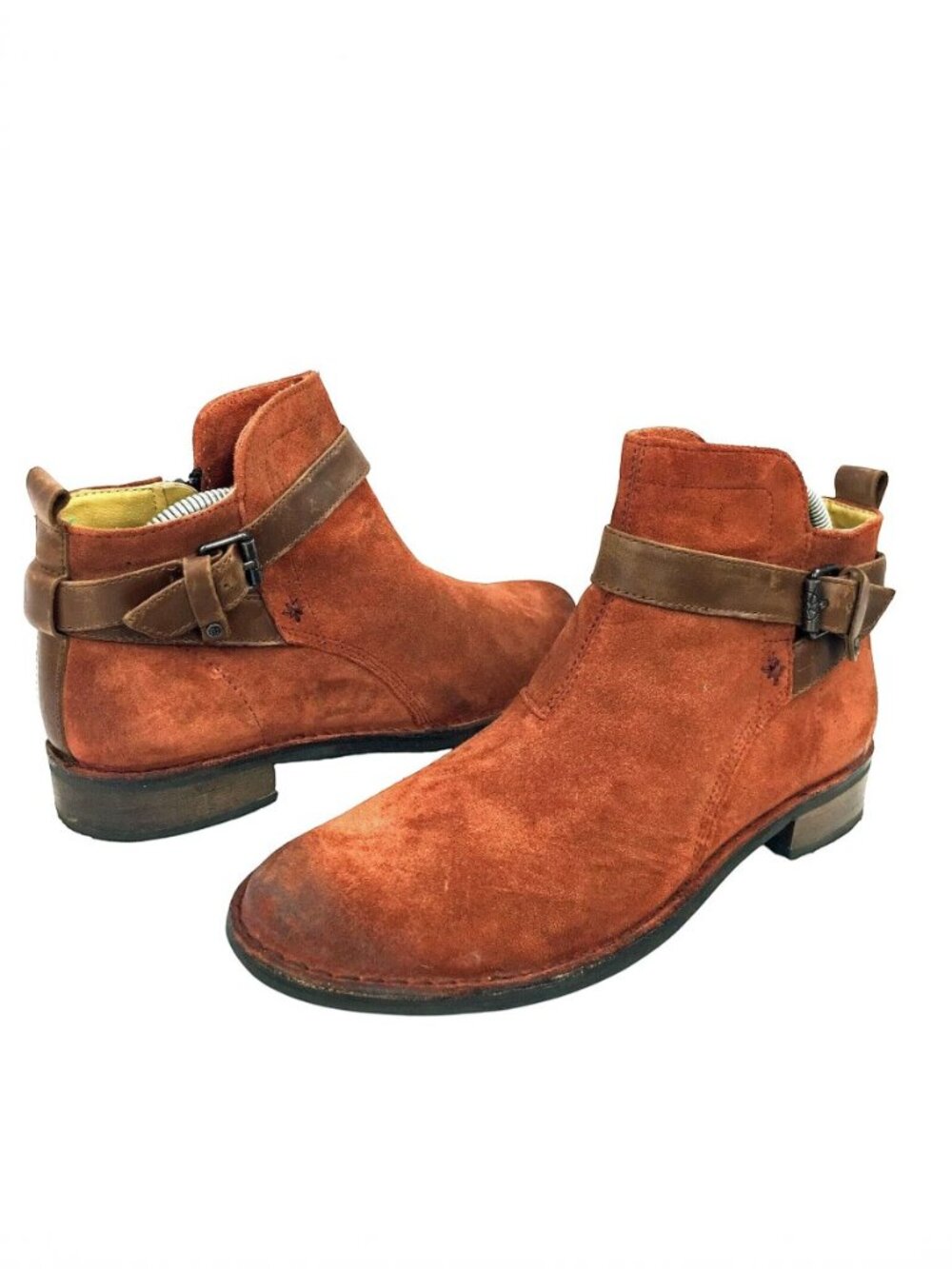 BUSSOLA Sevilla Scotch Brown Suede Leather Zip Booties